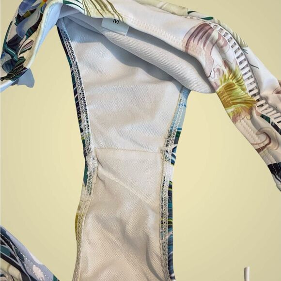 Sanctuary Paradise bikini triangle top high waist bottom tropical print NWT M. - Picture 12 of 14